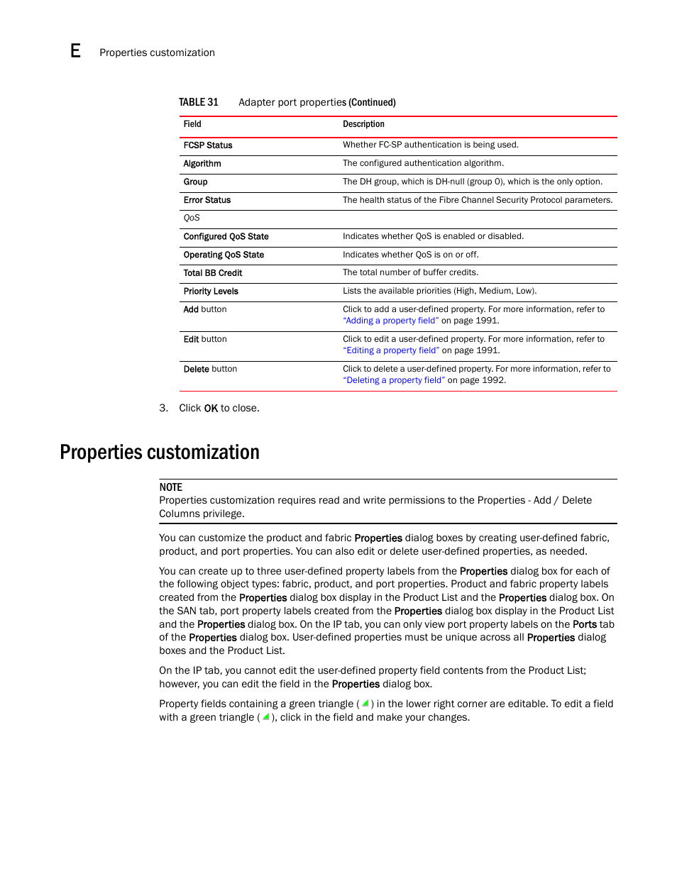 Properties customization, Properties customization 0 | Brocade Network Advisor SAN + IP User Manual v12.1.0 User Manual | Page 2030 / 2389