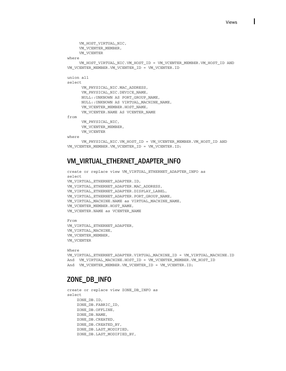 Vm_virtual_ethernet_adapter_info, Zone_db_info | Brocade Network Advisor SAN + IP User Manual v12.1.0 User Manual | Page 2354 / 2389
