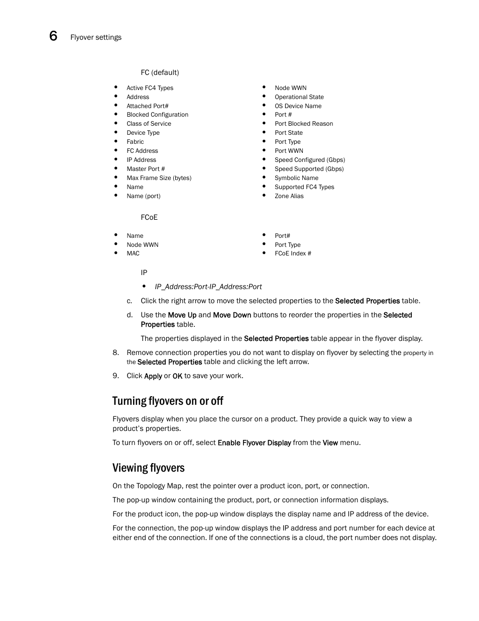 Turning flyovers on or off, Viewing flyovers | Brocade Network Advisor SAN + IP User Manual v12.1.0 User Manual | Page 248 / 2389