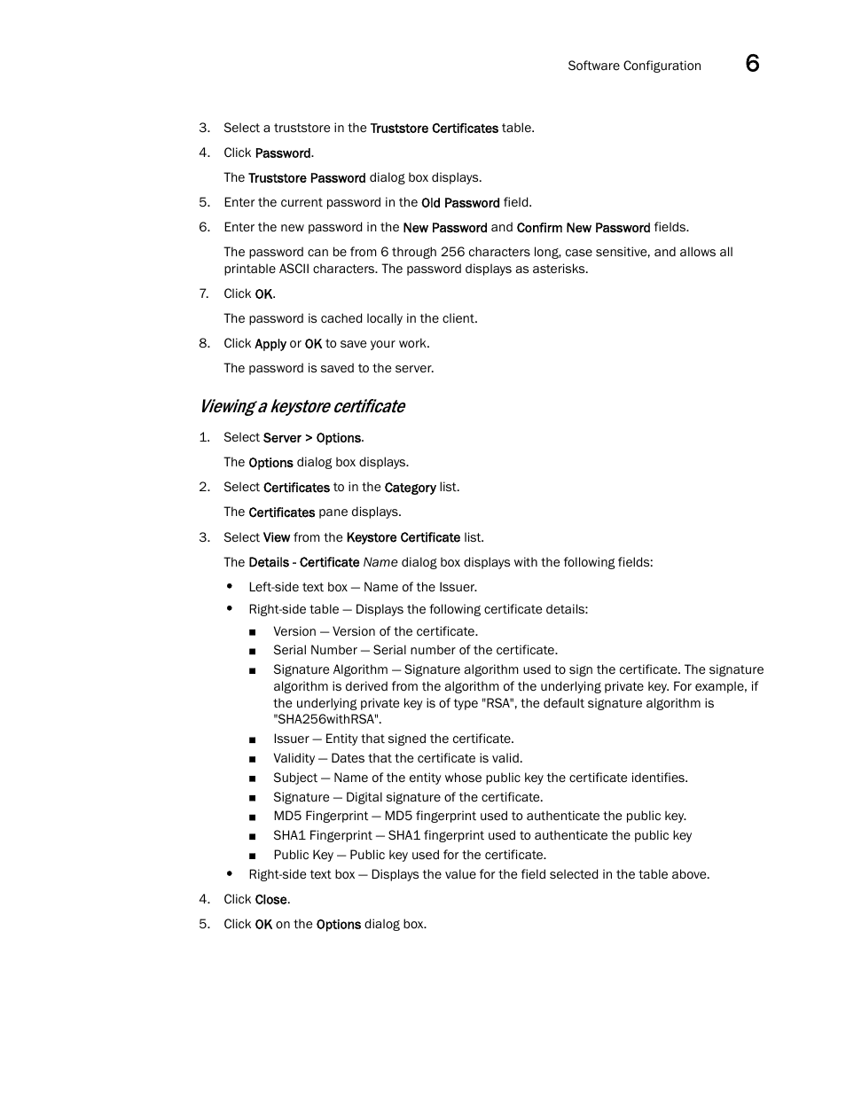 Viewing a keystore certificate | Brocade Network Advisor SAN + IP User Manual v12.1.0 User Manual | Page 267 / 2389