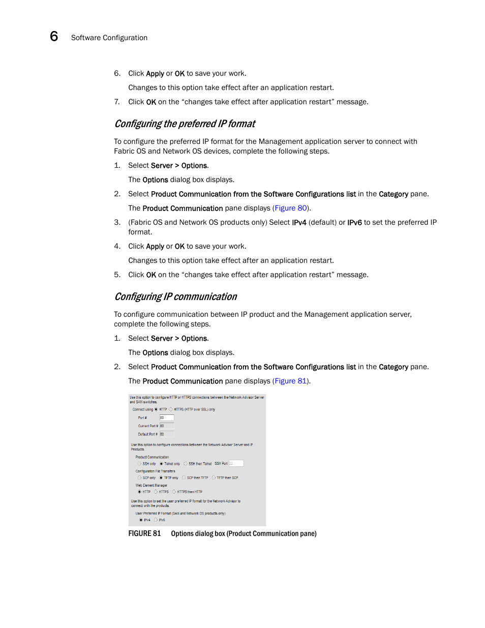 Configuring the preferred ip format, Configuring ip communication | Brocade Network Advisor SAN + IP User Manual v12.1.0 User Manual | Page 288 / 2389