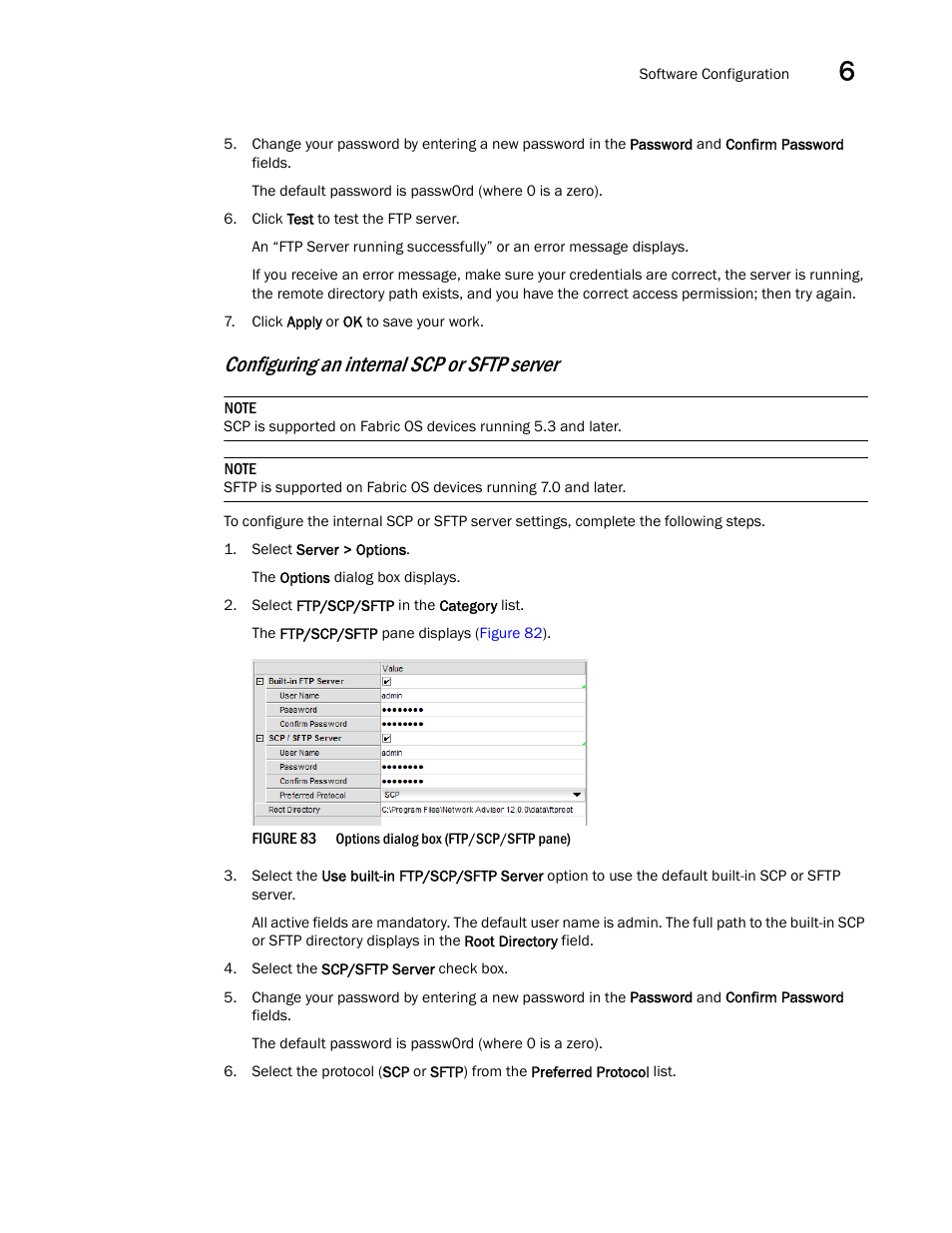 Configuring an internal scp or sftp server | Brocade Network Advisor SAN + IP User Manual v12.1.0 User Manual | Page 291 / 2389
