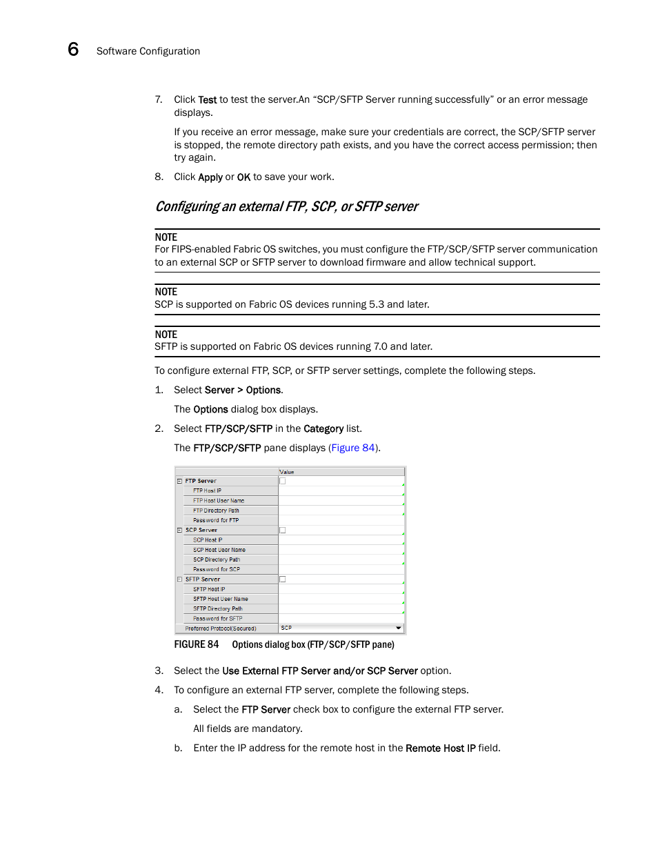 Configuring an external ftp, scp, or sftp server | Brocade Network Advisor SAN + IP User Manual v12.1.0 User Manual | Page 292 / 2389