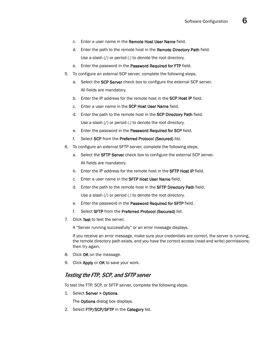 Testing the ftp, scp, and sftp server | Brocade Network Advisor SAN + IP User Manual v12.1.0 User Manual | Page 293 / 2389