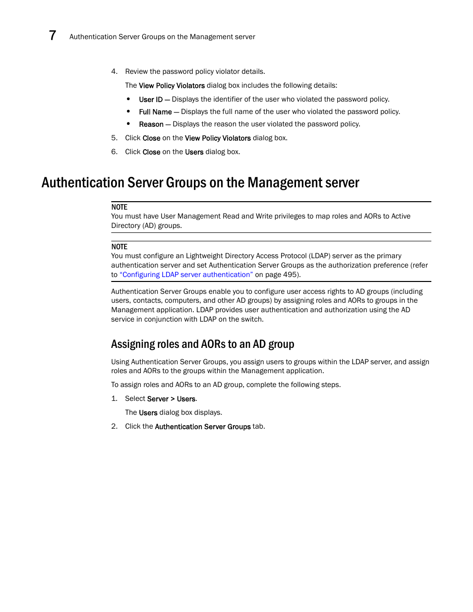 Assigning roles and aors to an ad group | Brocade Network Advisor SAN + IP User Manual v12.1.0 User Manual | Page 323 / 2389