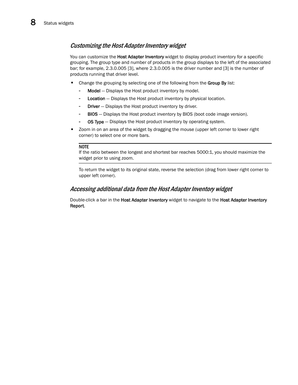 Customizing the host adapter inventory widget | Brocade Network Advisor SAN + IP User Manual v12.1.0 User Manual | Page 353 / 2389
