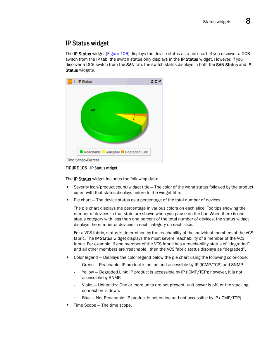 Ip status widget | Brocade Network Advisor SAN + IP User Manual v12.1.0 User Manual | Page 356 / 2389