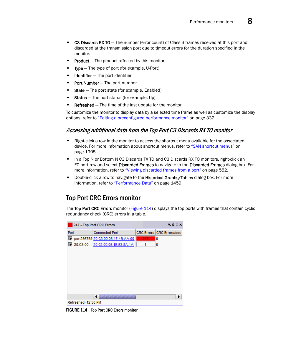 Top port crc errors monitor | Brocade Network Advisor SAN + IP User Manual v12.1.0 User Manual | Page 374 / 2389