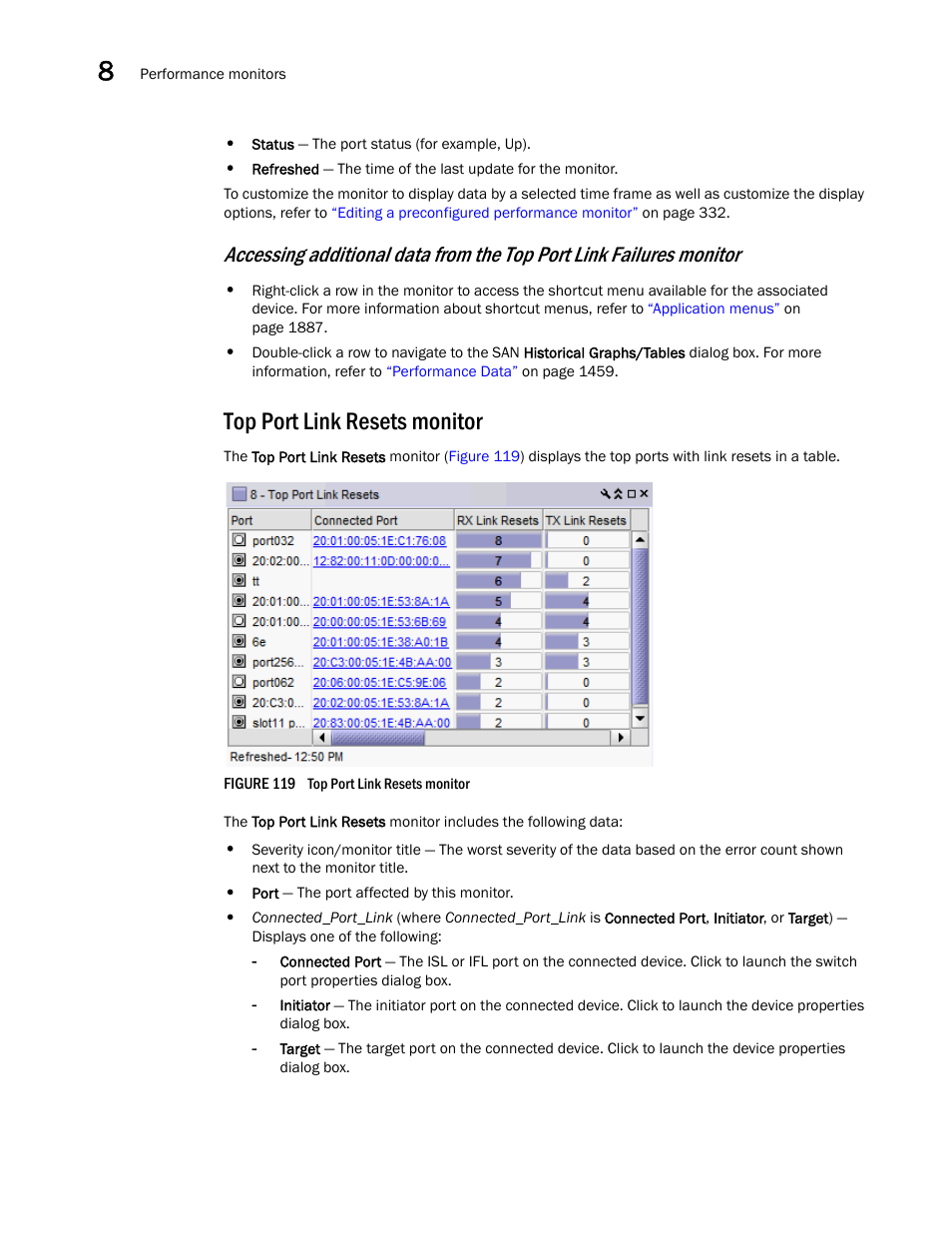Top port link resets monitor | Brocade Network Advisor SAN + IP User Manual v12.1.0 User Manual | Page 381 / 2389