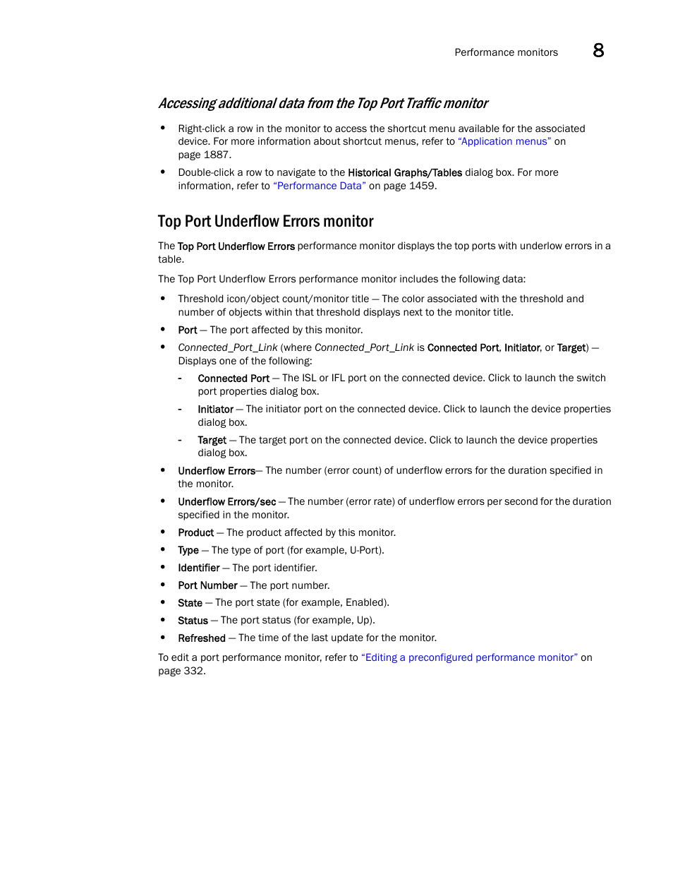 Top port underflow errors monitor | Brocade Network Advisor SAN + IP User Manual v12.1.0 User Manual | Page 388 / 2389