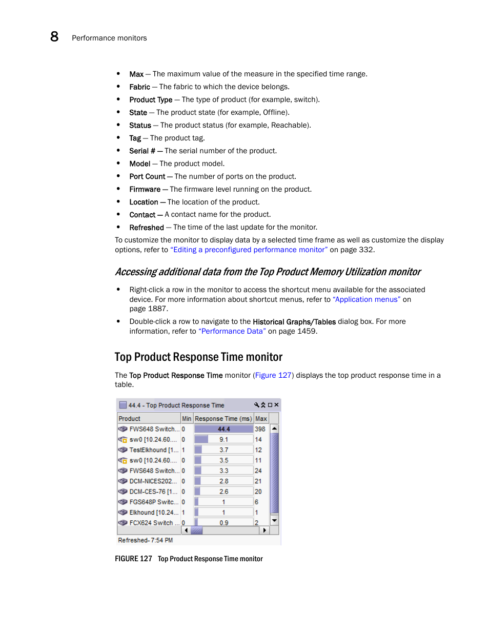 Top product response time monitor | Brocade Network Advisor SAN + IP User Manual v12.1.0 User Manual | Page 393 / 2389