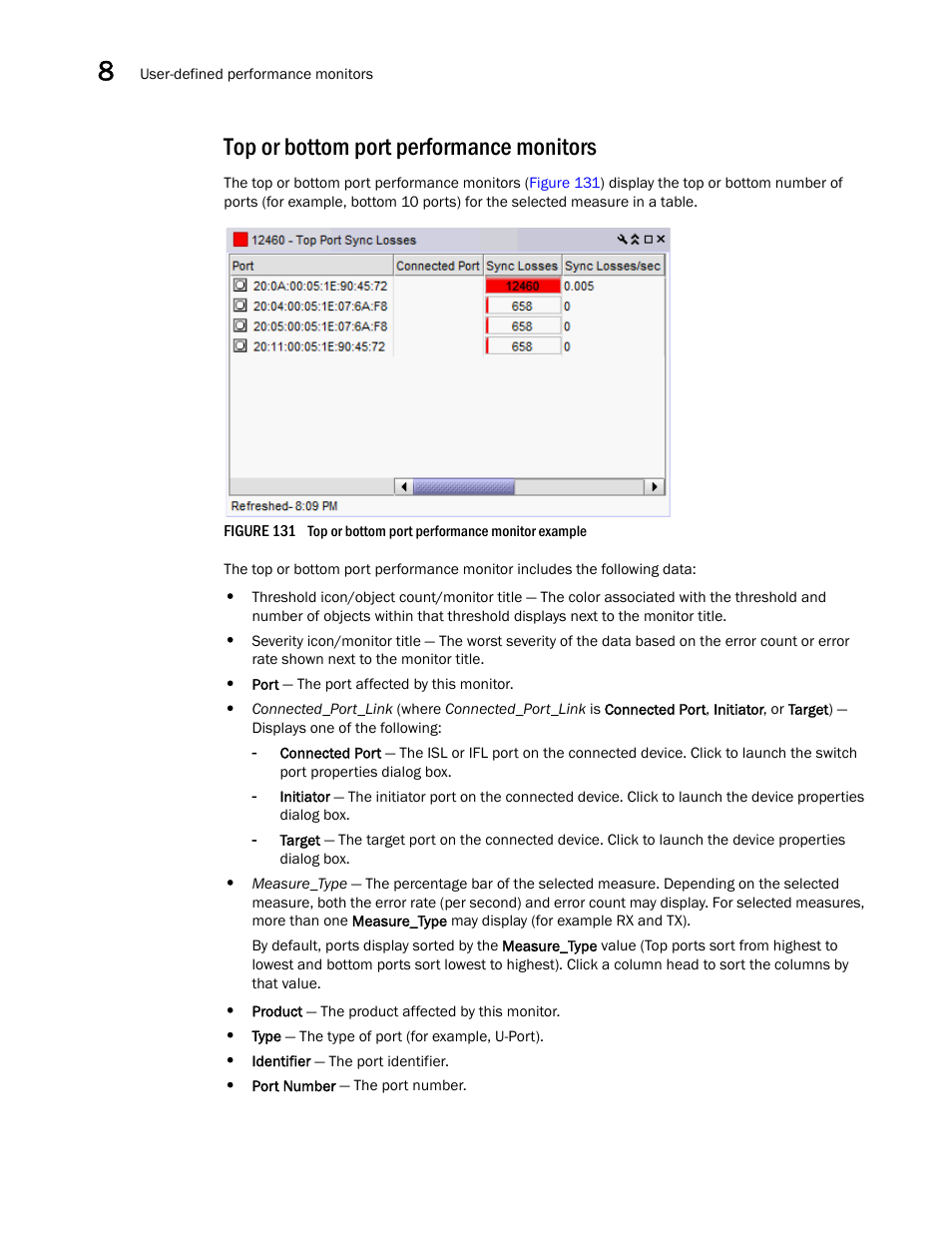 Top or bottom port performance monitors | Brocade Network Advisor SAN + IP User Manual v12.1.0 User Manual | Page 403 / 2389