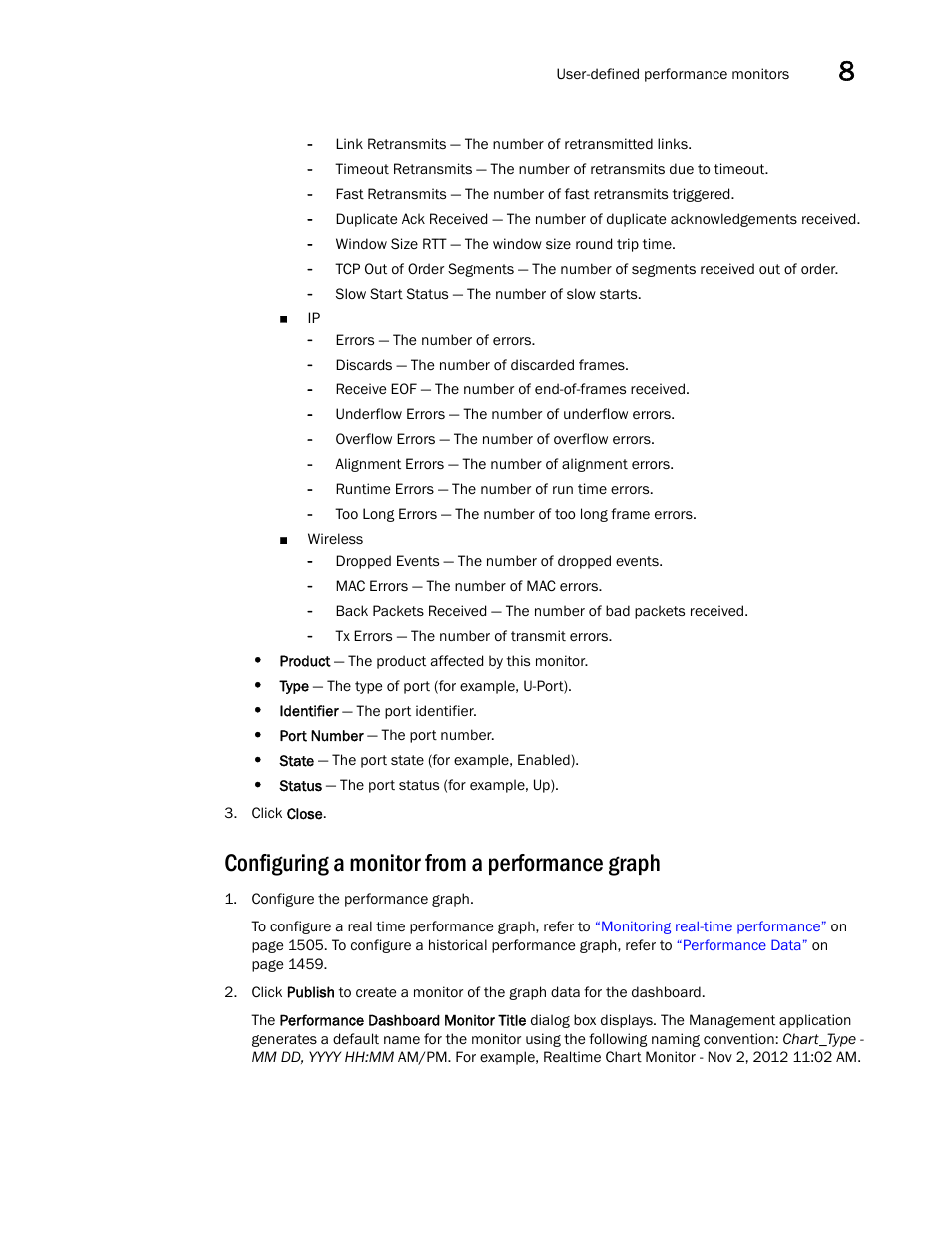 Configuring a monitor from a performance graph | Brocade Network Advisor SAN + IP User Manual v12.1.0 User Manual | Page 416 / 2389