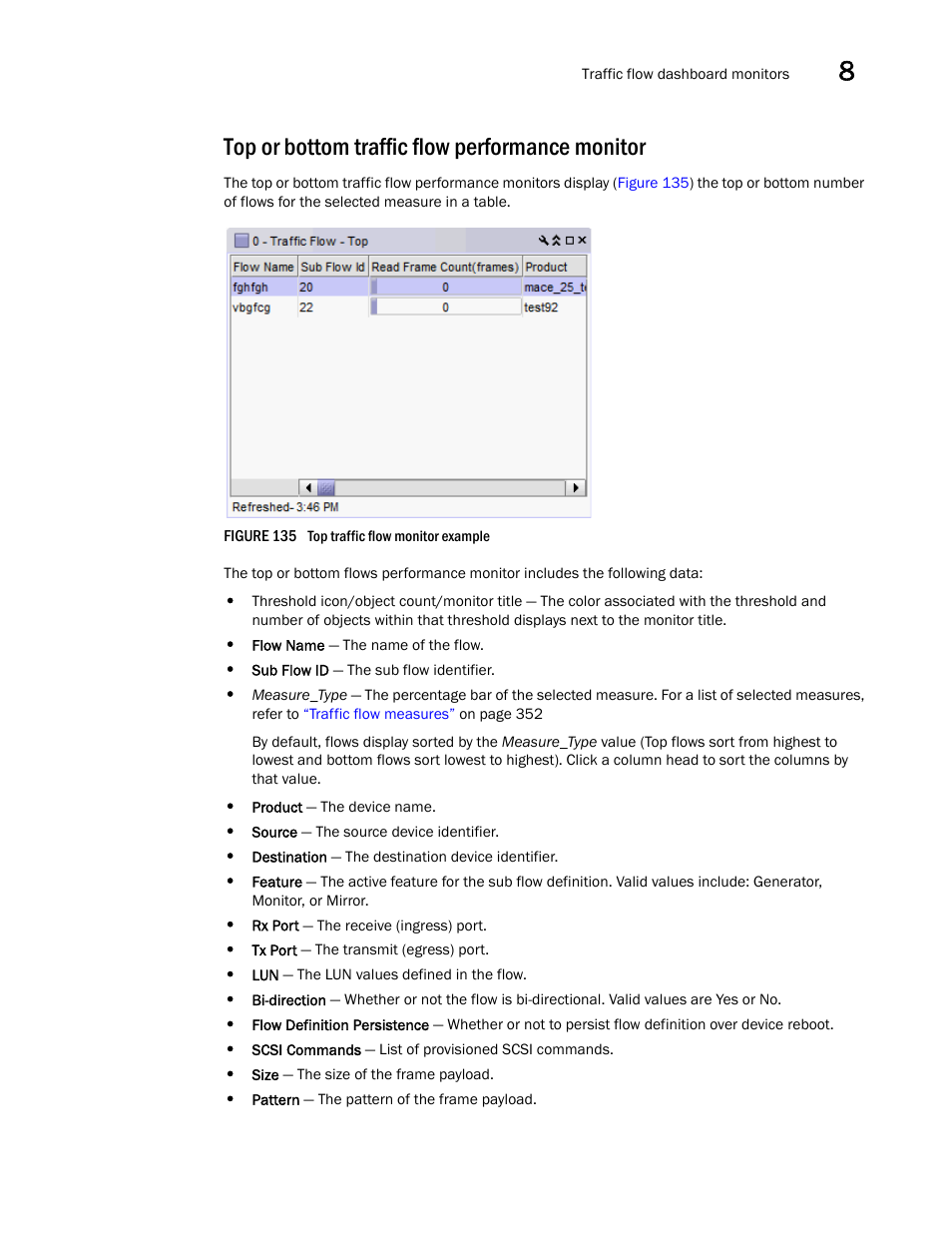 Top or bottom traffic flow performance monitor | Brocade Network Advisor SAN + IP User Manual v12.1.0 User Manual | Page 420 / 2389