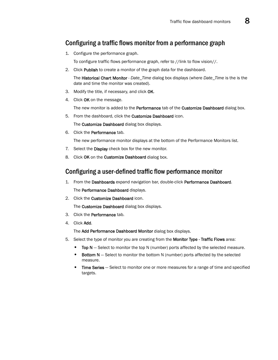 Configuring a user-defined traffic flow, Performance monitor | Brocade Network Advisor SAN + IP User Manual v12.1.0 User Manual | Page 422 / 2389