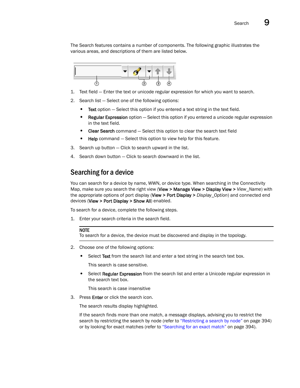 Searching for a device | Brocade Network Advisor SAN + IP User Manual v12.1.0 User Manual | Page 458 / 2389