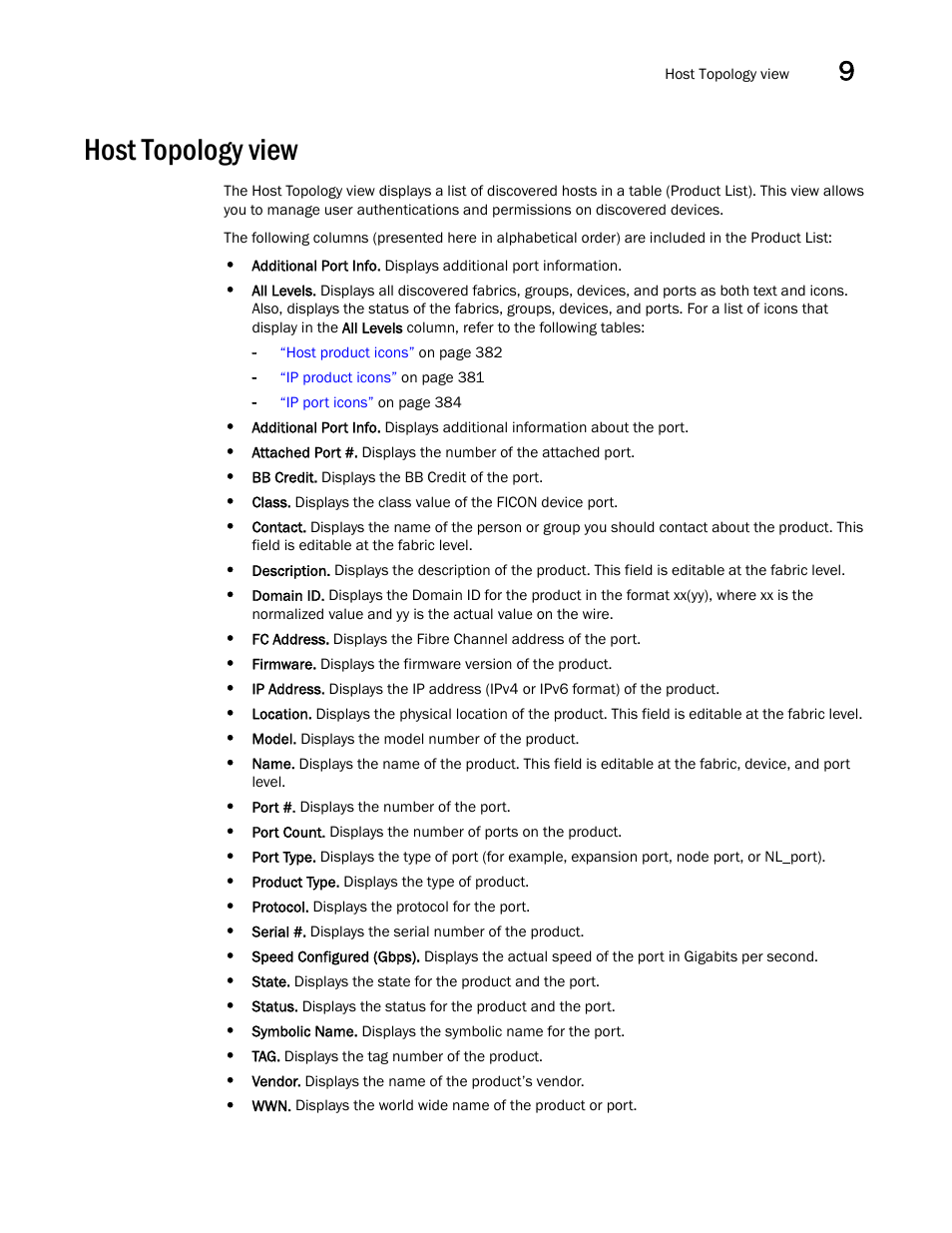 Host topology view | Brocade Network Advisor SAN + IP User Manual v12.1.0 User Manual | Page 484 / 2389