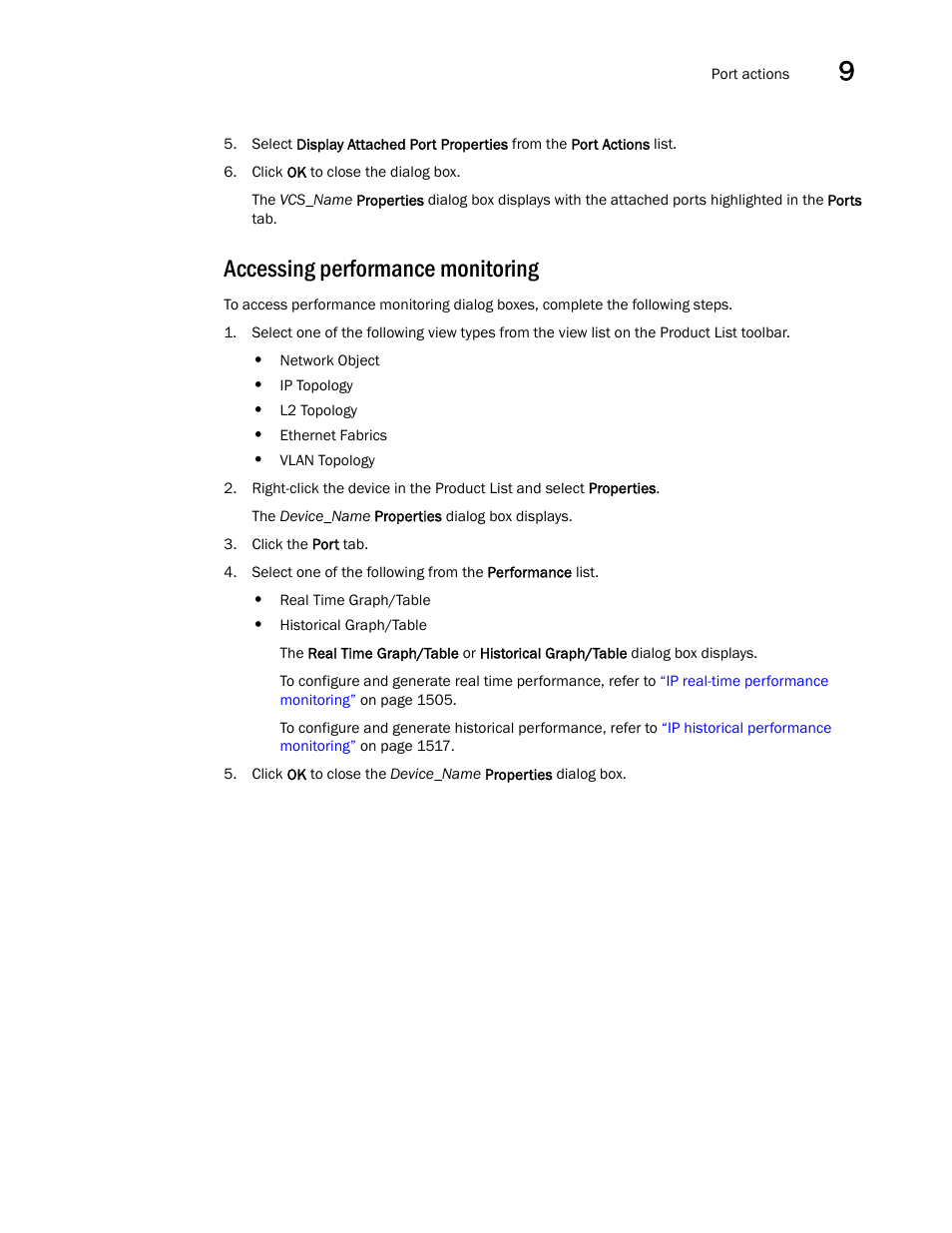 Accessing performance monitoring | Brocade Network Advisor SAN + IP User Manual v12.1.0 User Manual | Page 500 / 2389