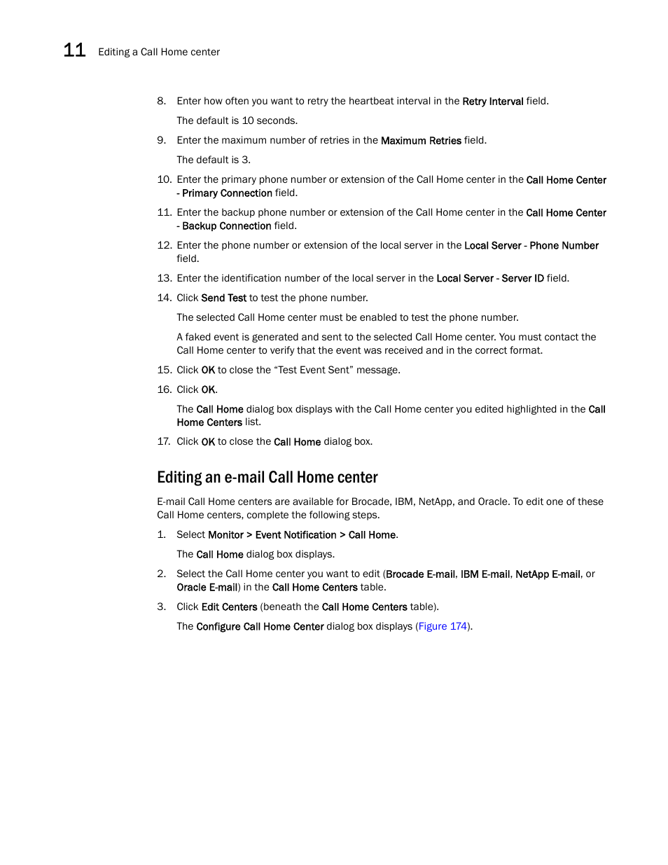Editing an e-mail call home center | Brocade Network Advisor SAN + IP User Manual v12.1.0 User Manual | Page 520 / 2389