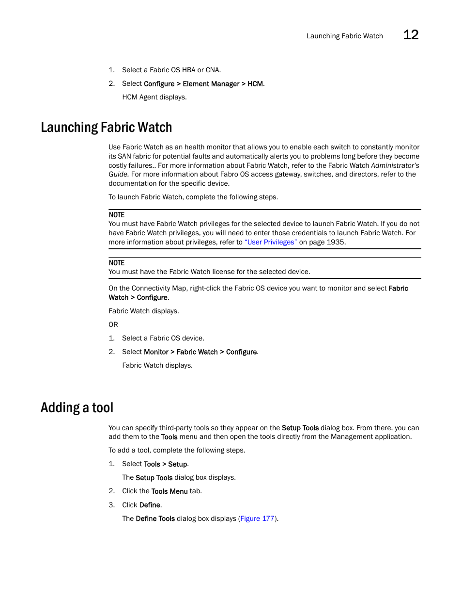 Launching fabric watch, Adding a tool | Brocade Network Advisor SAN + IP User Manual v12.1.0 User Manual | Page 540 / 2389