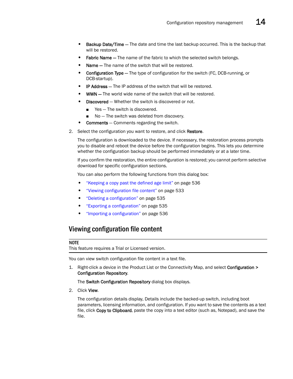 Viewing configuration file content | Brocade Network Advisor SAN + IP User Manual v12.1.0 User Manual | Page 595 / 2389