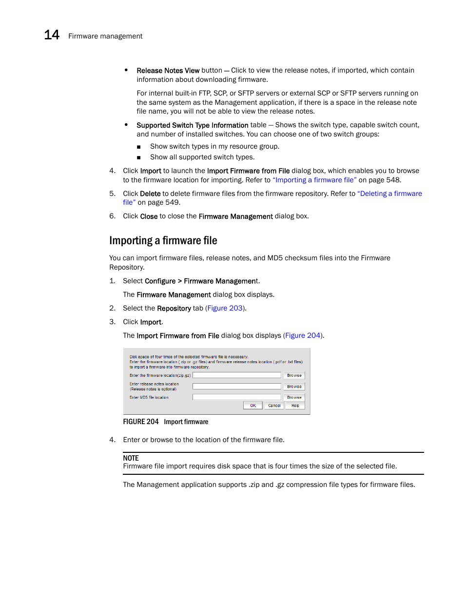 Importing a firmware file | Brocade Network Advisor SAN + IP User Manual v12.1.0 User Manual | Page 610 / 2389