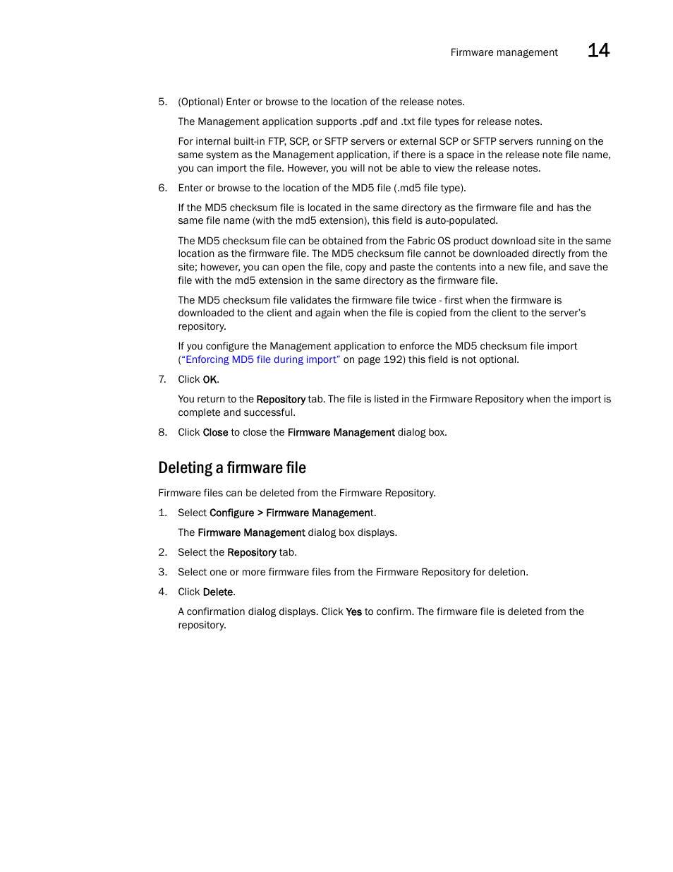 Deleting a firmware file, Deleting a firmware, File | Brocade Network Advisor SAN + IP User Manual v12.1.0 User Manual | Page 611 / 2389