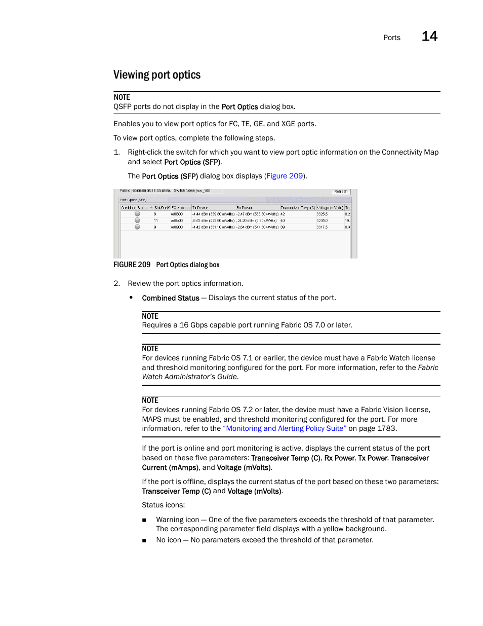 Viewing port optics | Brocade Network Advisor SAN + IP User Manual v12.1.0 User Manual | Page 627 / 2389