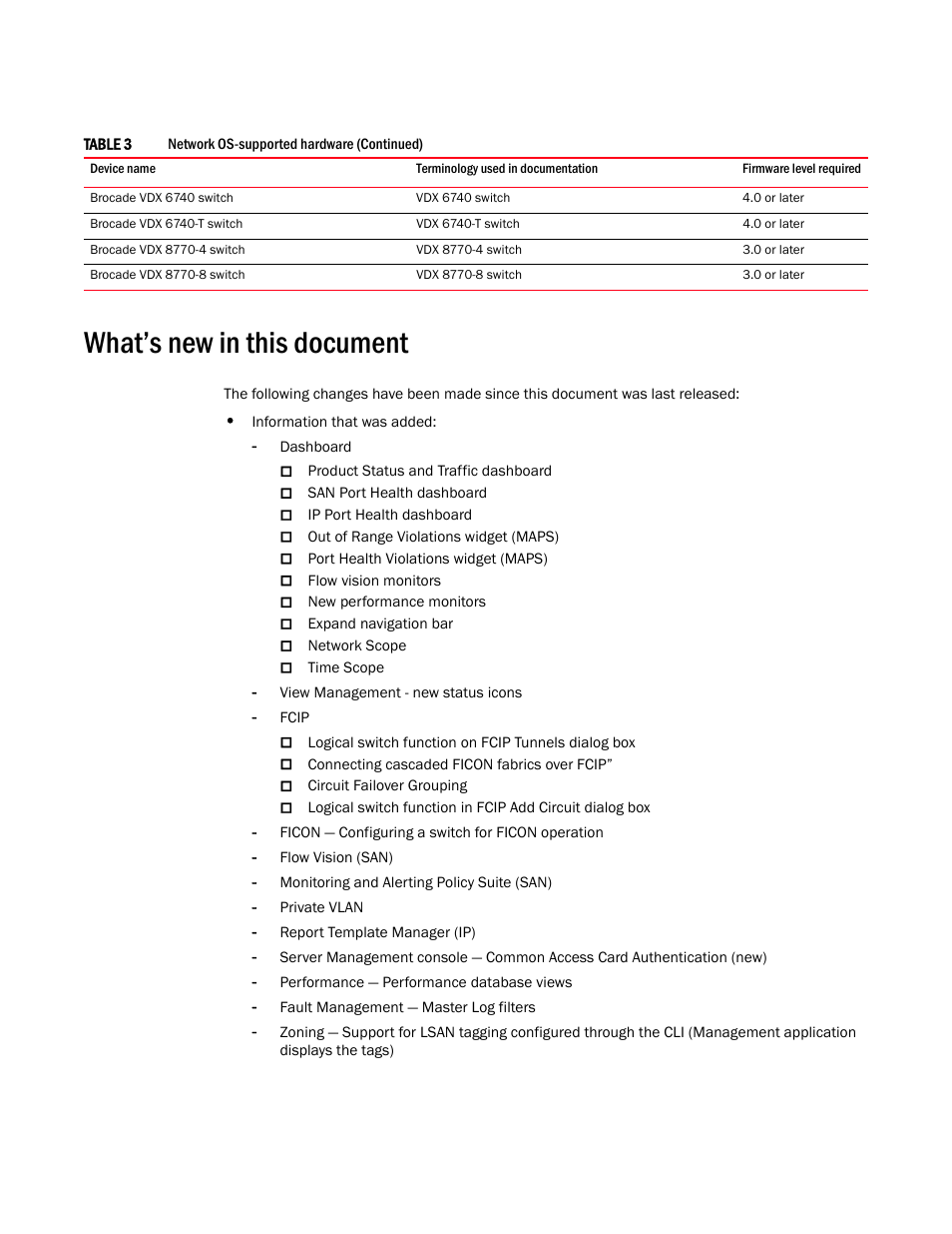 What’s new in this document | Brocade Network Advisor SAN + IP User Manual v12.1.0 User Manual | Page 64 / 2389