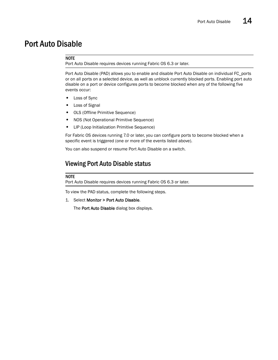 Port auto disable, Viewing port auto disable status | Brocade Network Advisor SAN + IP User Manual v12.1.0 User Manual | Page 643 / 2389