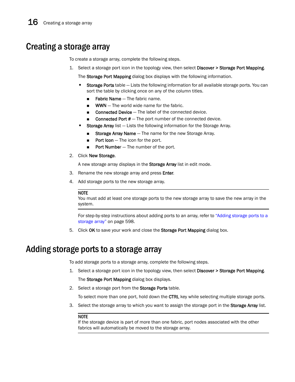 Creating a storage array, Adding storage ports to a storage array | Brocade Network Advisor SAN + IP User Manual v12.1.0 User Manual | Page 658 / 2389