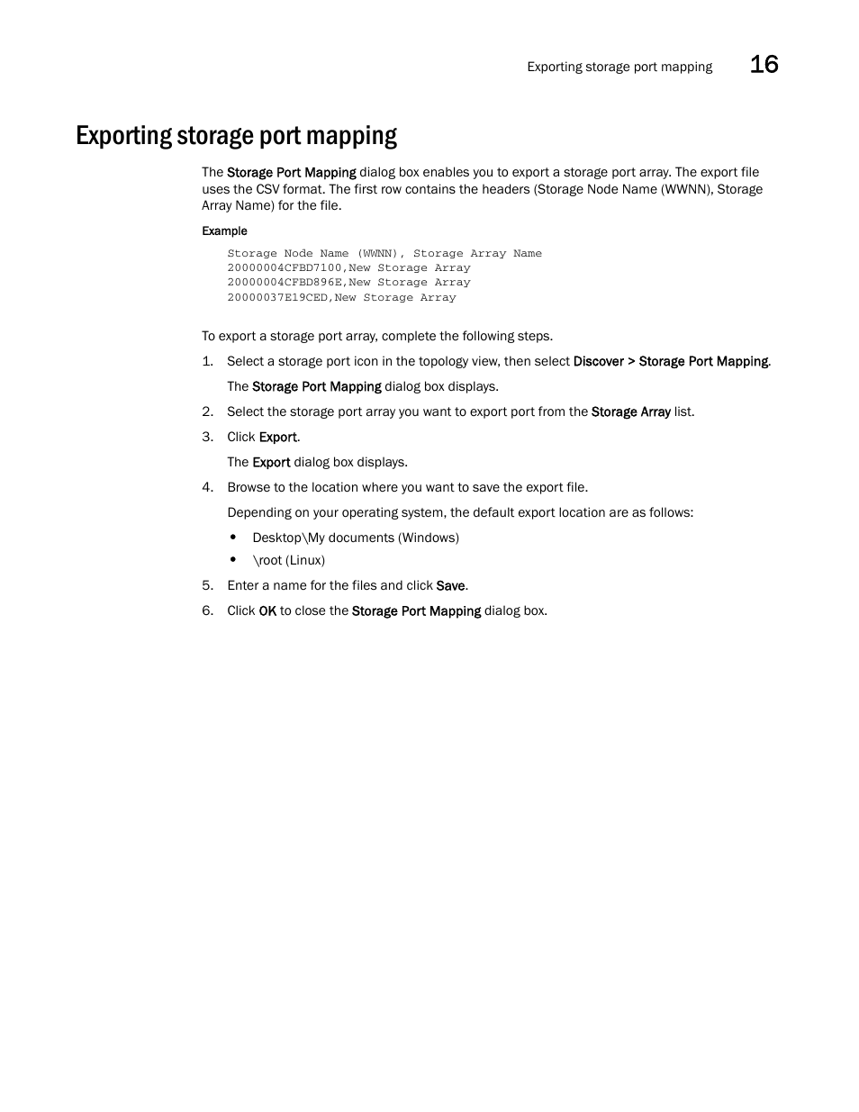 Exporting storage port mapping | Brocade Network Advisor SAN + IP User Manual v12.1.0 User Manual | Page 663 / 2389