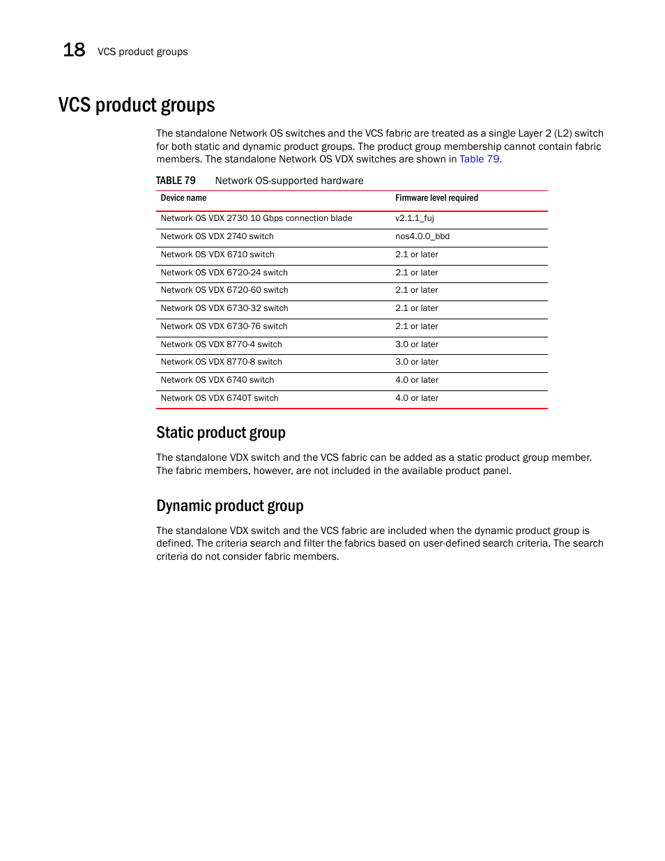 Vcs product groups, Static product group, Dynamic product group | Brocade Network Advisor SAN + IP User Manual v12.1.0 User Manual | Page 682 / 2389
