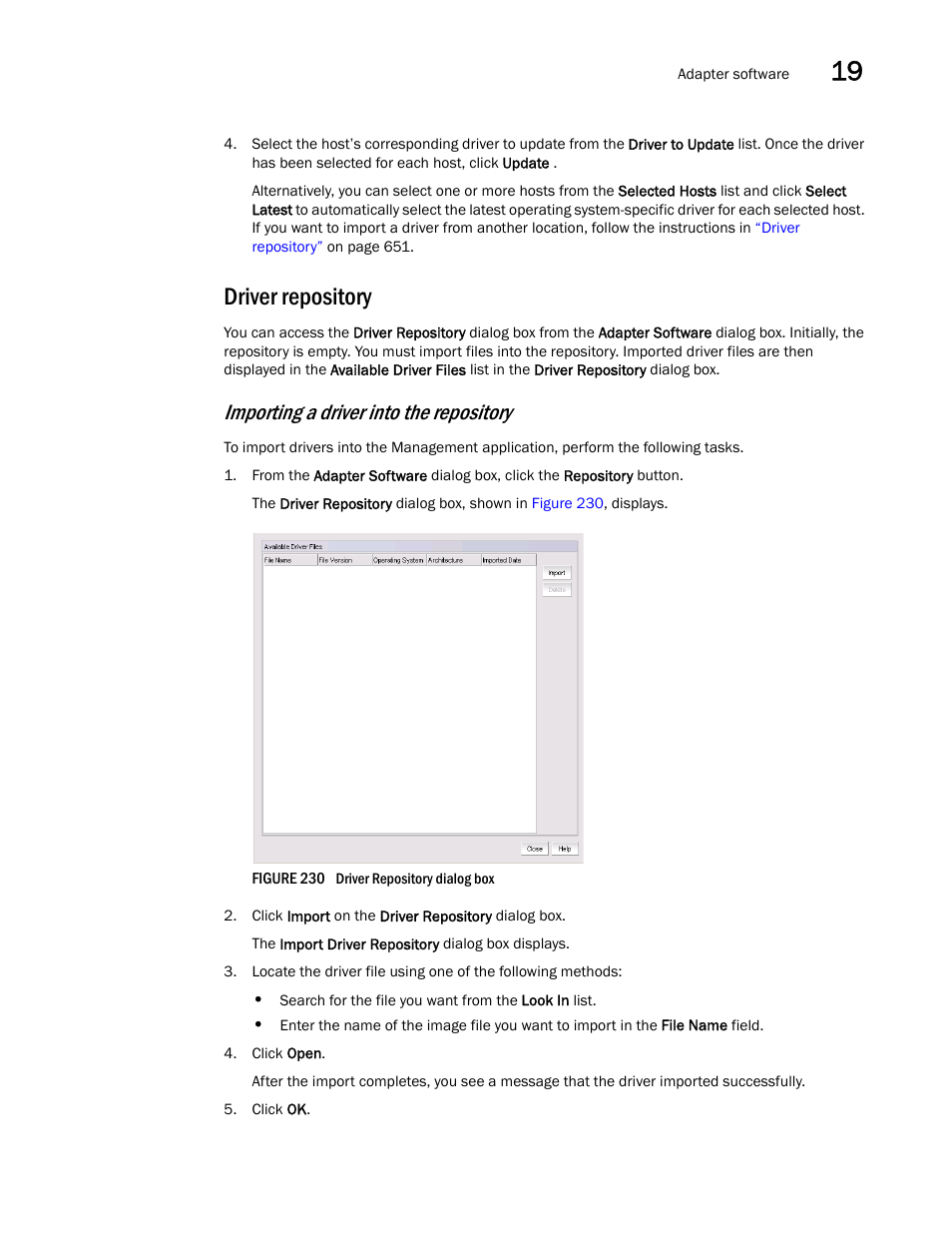 Driver repository, Importing a driver into the repository | Brocade Network Advisor SAN + IP User Manual v12.1.0 User Manual | Page 709 / 2389