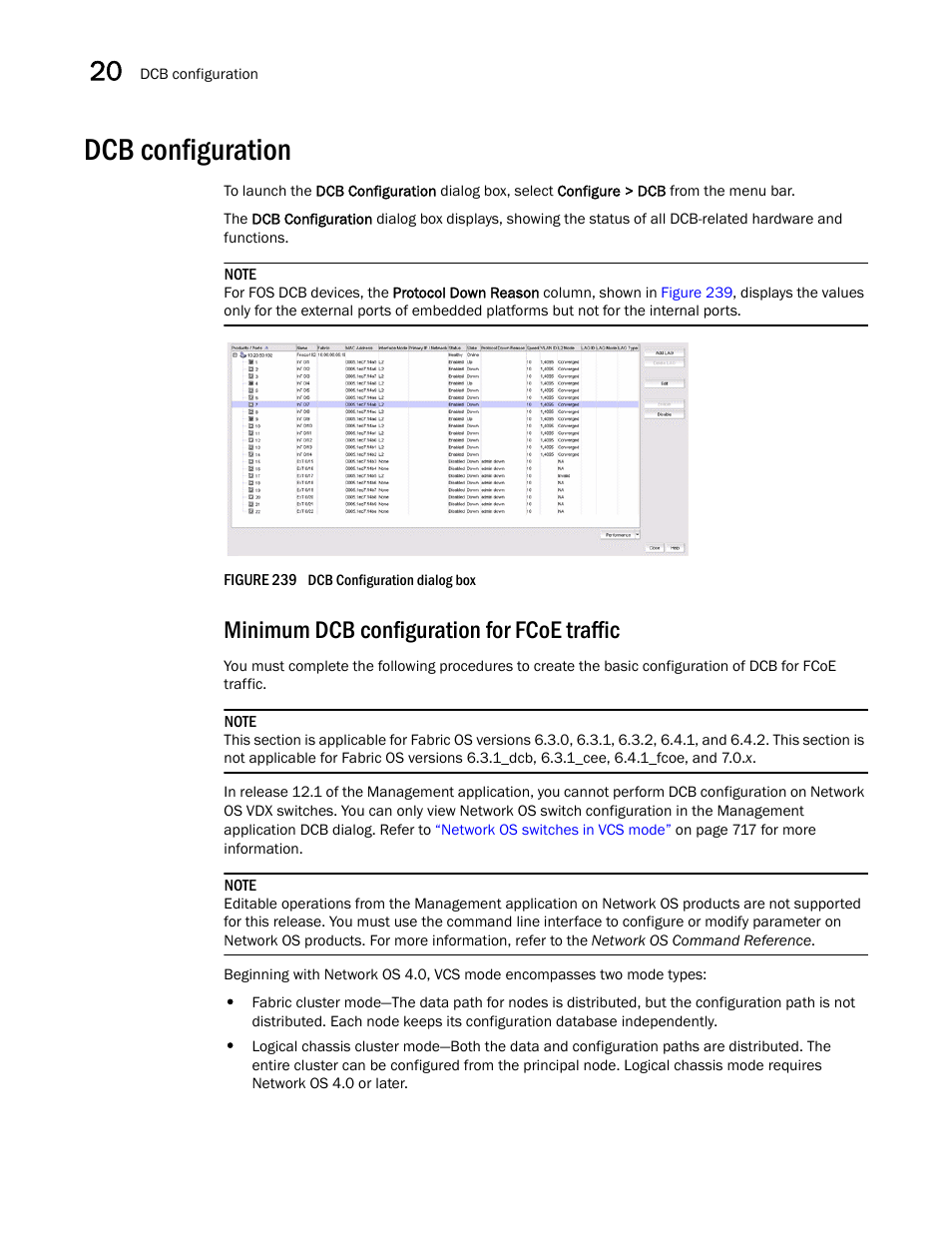 Dcb configuration, Minimum dcb configuration for fcoe traffic | Brocade Network Advisor SAN + IP User Manual v12.1.0 User Manual | Page 737 / 2389