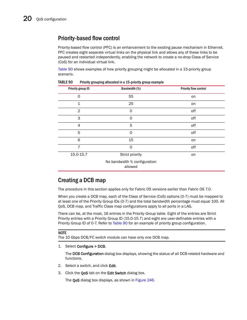 Priority-based flow control, Creating a dcb map | Brocade Network Advisor SAN + IP User Manual v12.1.0 User Manual | Page 751 / 2389