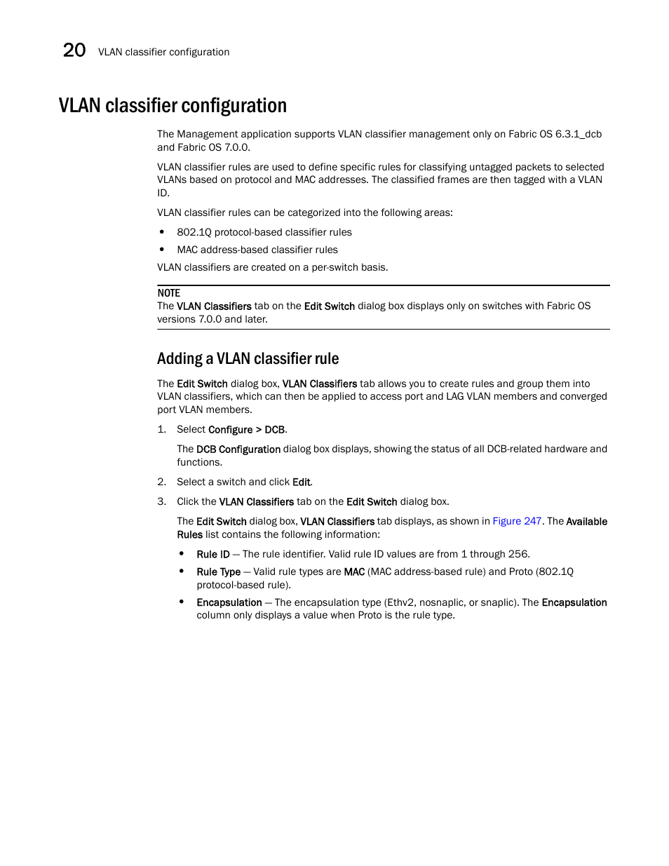 Vlan classifier configuration, Adding a vlan classifier rule | Brocade Network Advisor SAN + IP User Manual v12.1.0 User Manual | Page 759 / 2389