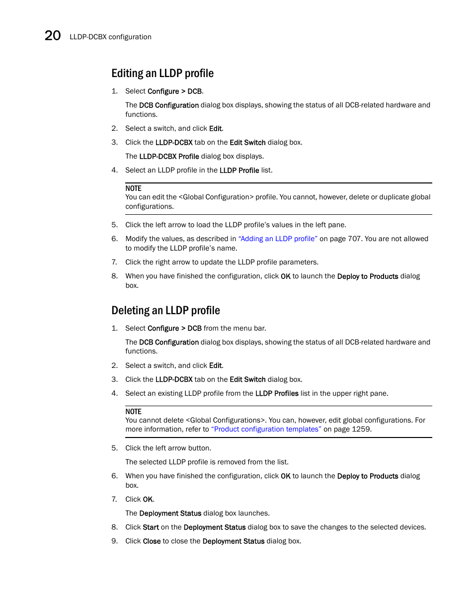 Editing an lldp profile, Deleting an lldp profile | Brocade Network Advisor SAN + IP User Manual v12.1.0 User Manual | Page 765 / 2389