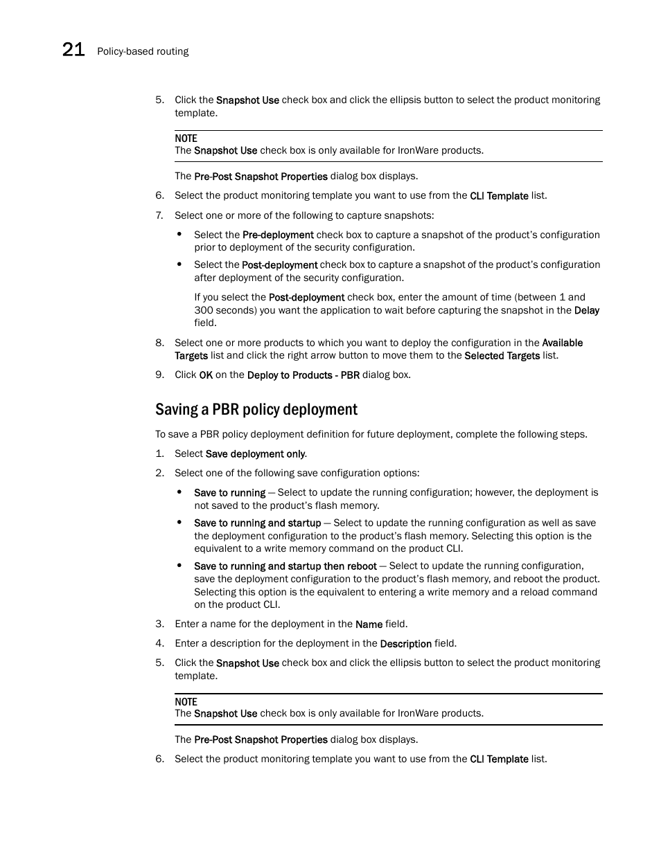 Saving a pbr policy deployment | Brocade Network Advisor SAN + IP User Manual v12.1.0 User Manual | Page 803 / 2389