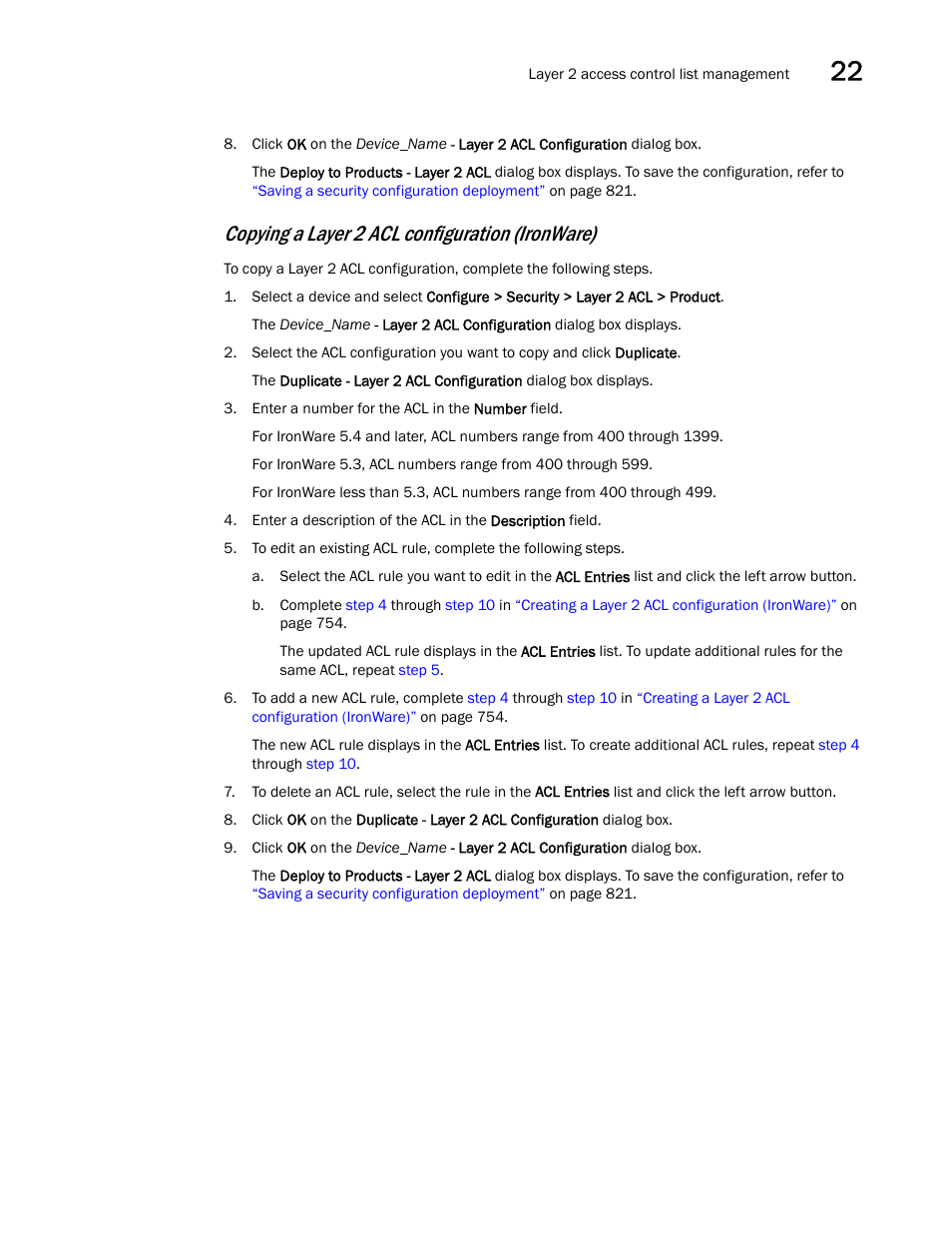 Copying a layer 2 acl configuration (ironware) | Brocade Network Advisor SAN + IP User Manual v12.1.0 User Manual | Page 813 / 2389