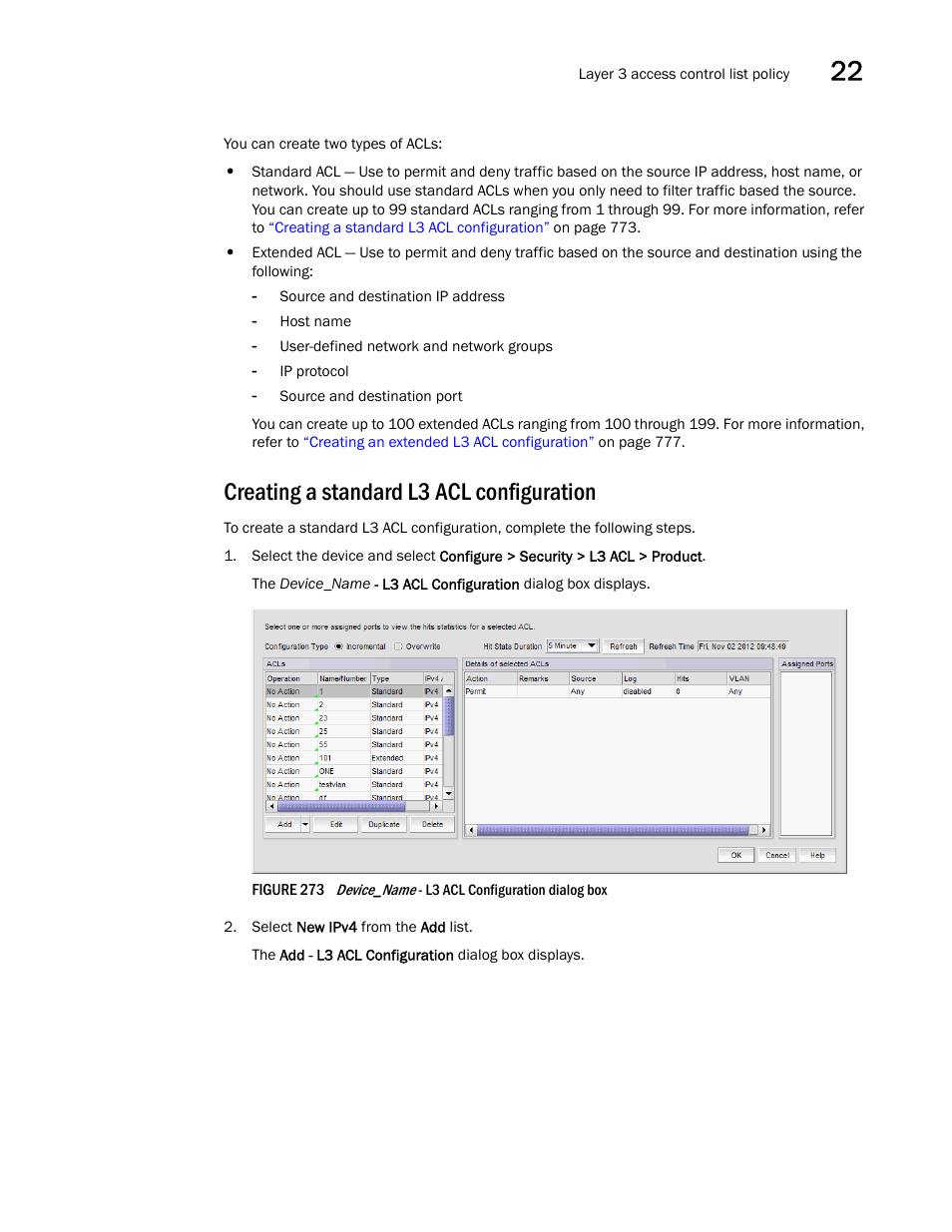 Creating a standard l3 acl configuration | Brocade Network Advisor SAN + IP User Manual v12.1.0 User Manual | Page 829 / 2389