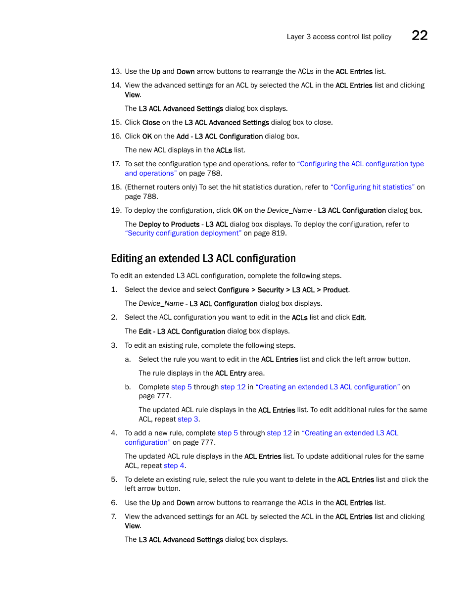 Editing an extended l3 acl configuration | Brocade Network Advisor SAN + IP User Manual v12.1.0 User Manual | Page 835 / 2389