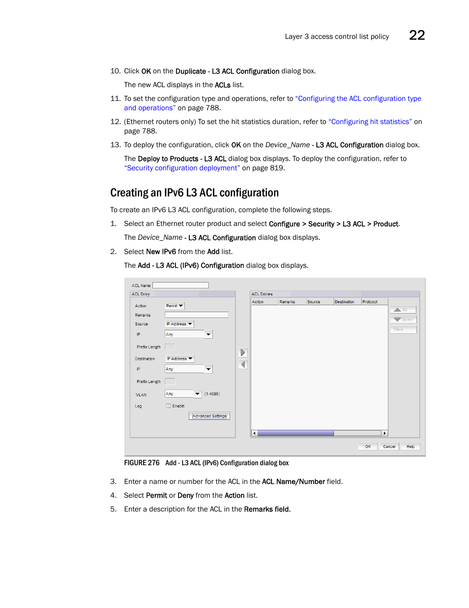 Creating an ipv6 l3 acl configuration | Brocade Network Advisor SAN + IP User Manual v12.1.0 User Manual | Page 837 / 2389