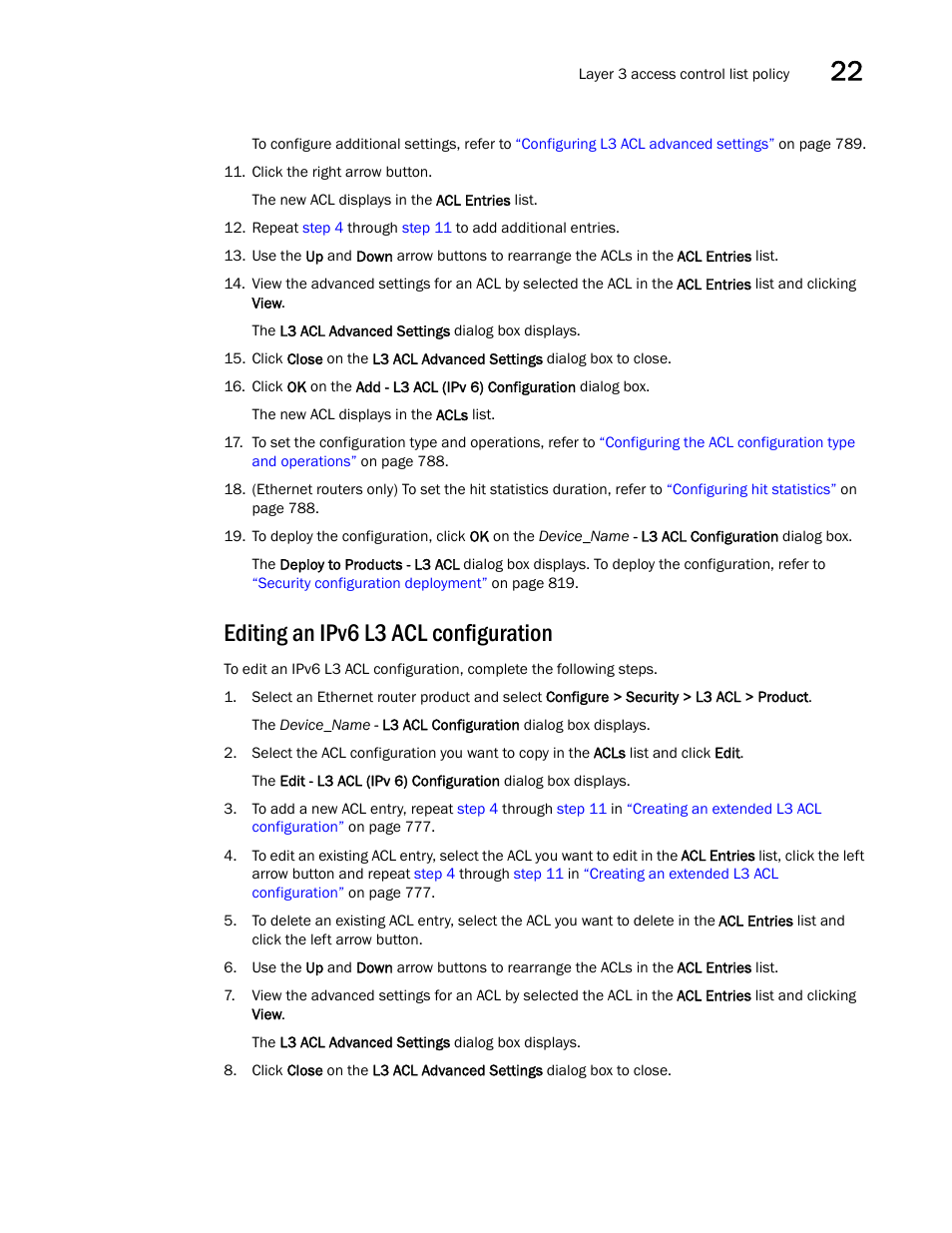 Editing an ipv6 l3 acl configuration | Brocade Network Advisor SAN + IP User Manual v12.1.0 User Manual | Page 839 / 2389