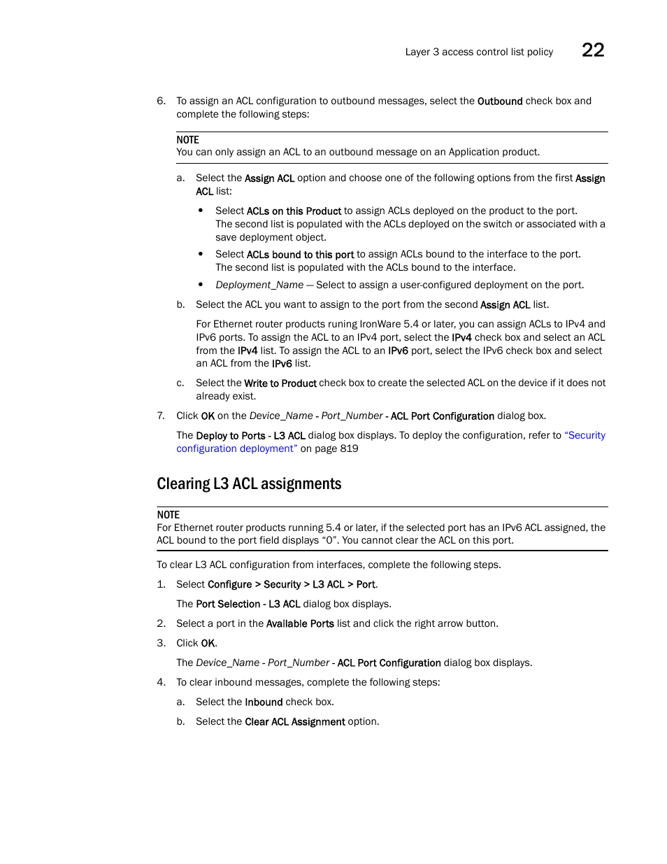 Clearing l3 acl assignments | Brocade Network Advisor SAN + IP User Manual v12.1.0 User Manual | Page 843 / 2389