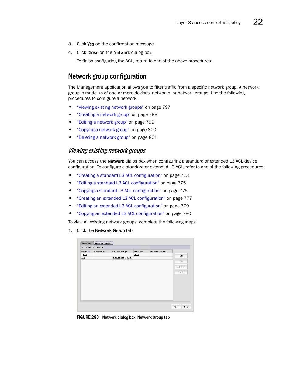 Network group configuration, Viewing existing network groups | Brocade Network Advisor SAN + IP User Manual v12.1.0 User Manual | Page 853 / 2389