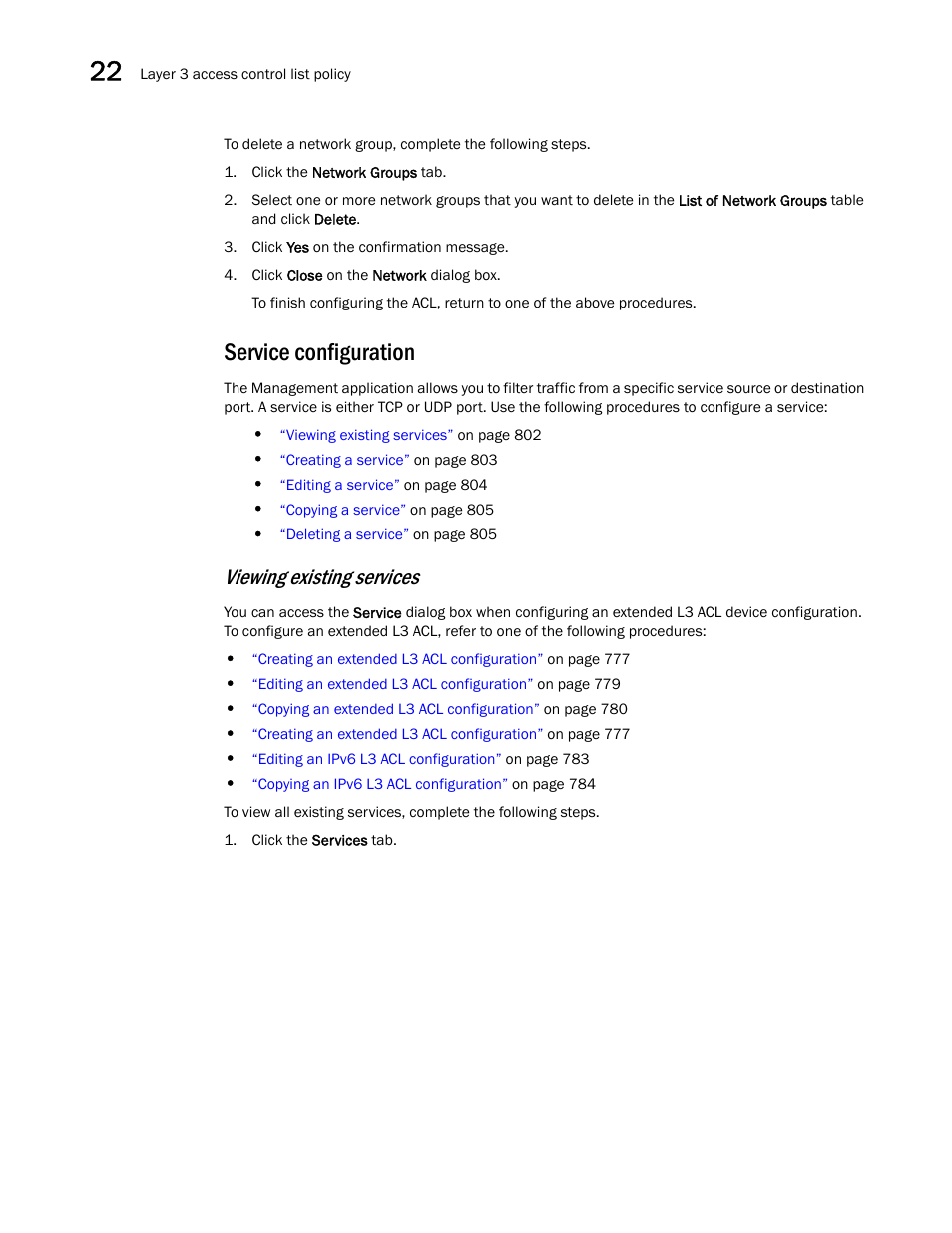 Service configuration, Viewing existing services | Brocade Network Advisor SAN + IP User Manual v12.1.0 User Manual | Page 858 / 2389