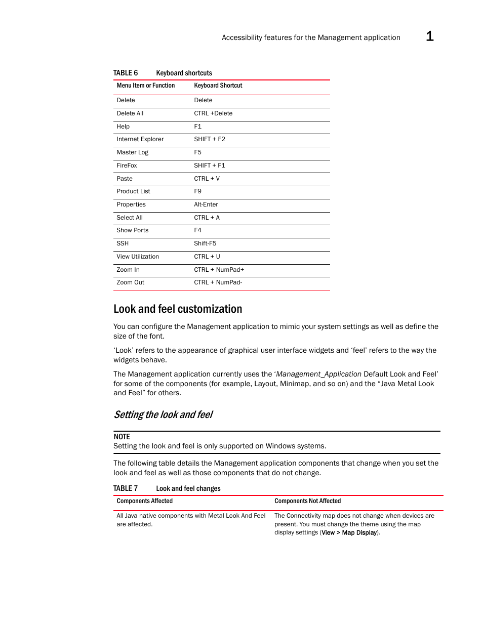 Look and feel customization, Setting the look and feel | Brocade Network Advisor SAN + IP User Manual v12.1.0 User Manual | Page 86 / 2389