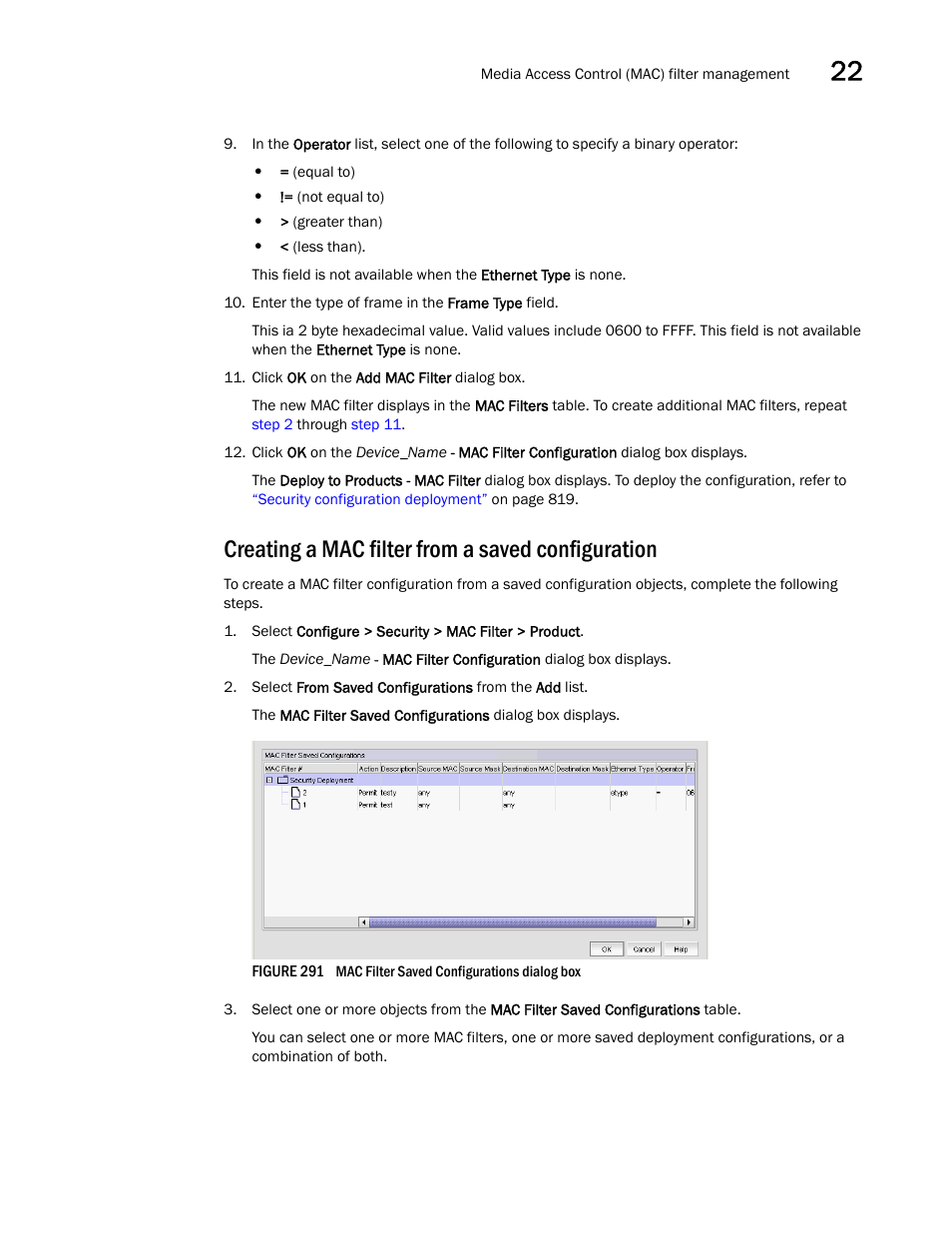 Creating a mac filter from a saved configuration | Brocade Network Advisor SAN + IP User Manual v12.1.0 User Manual | Page 869 / 2389