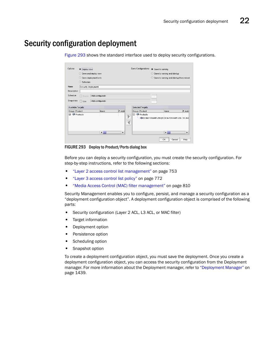 Security configuration deployment, Security, Configuration deployment | Brocade Network Advisor SAN + IP User Manual v12.1.0 User Manual | Page 875 / 2389